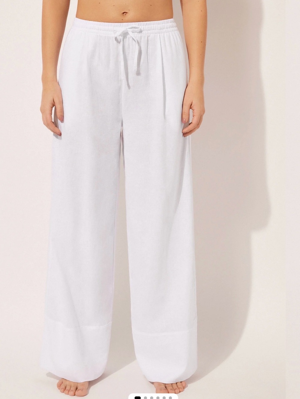 Calzedonia Women's White Wide-Leg Drawstring Pants